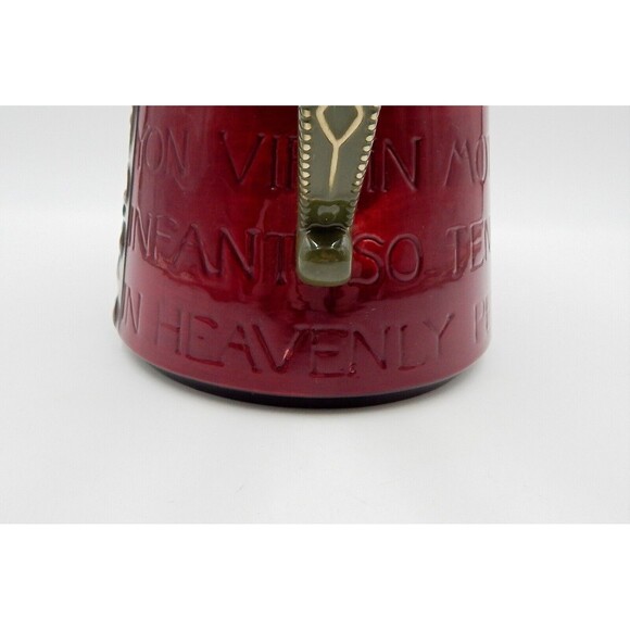 Christmas Ceramic Coffee Tea Pot Deer Finial Silent Night Verse 11 Inch Red - Picture 5 of 11